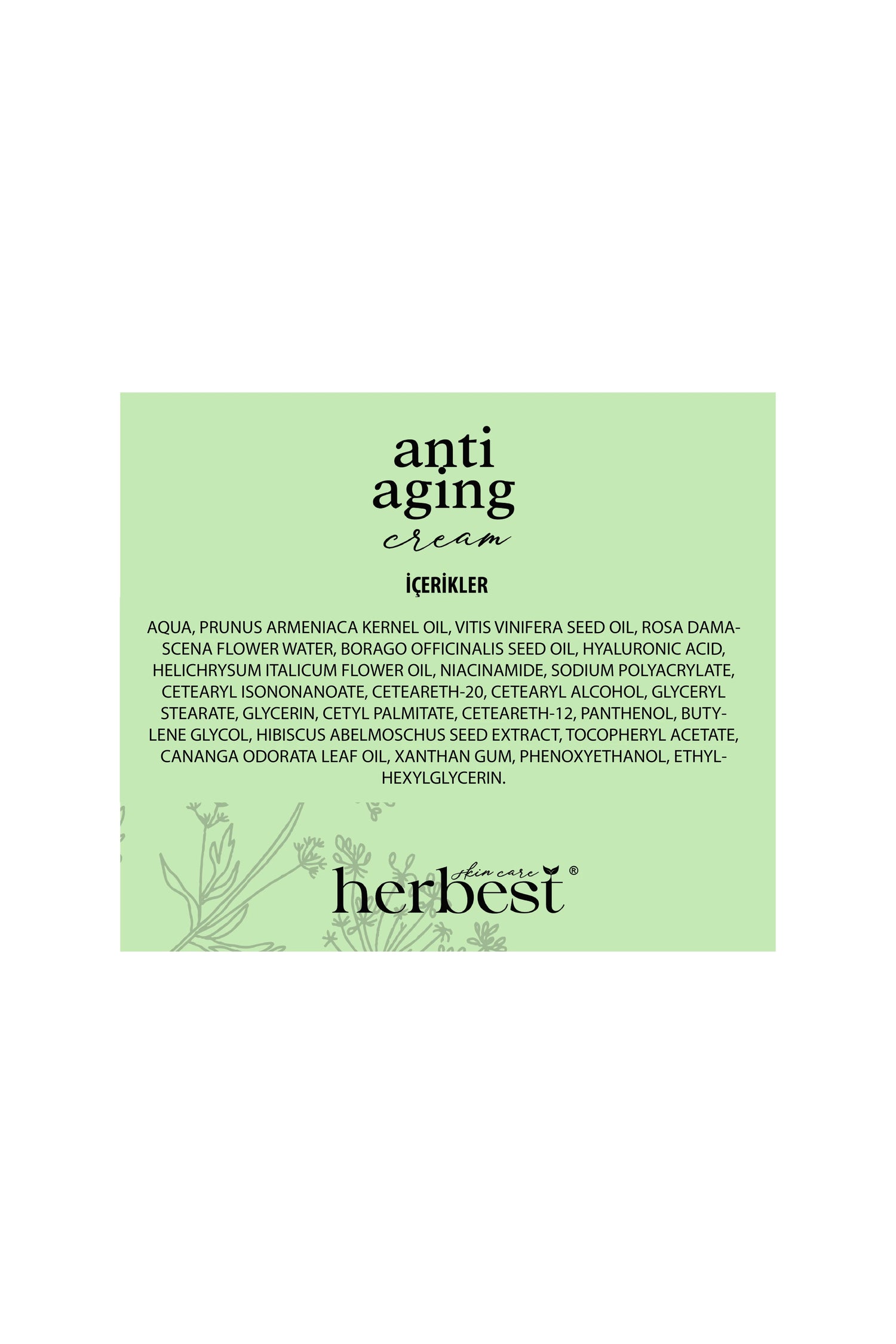 Herbest Skin Care Anti aging Yüz Kremi ( Yaşlanma Karşıtı Bakım Kremi ) 50 ml.